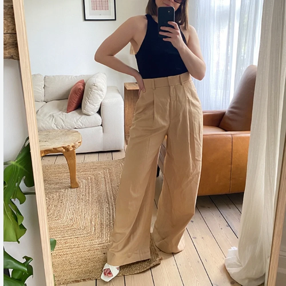 COS Relaxed Lyocell Linen Wide Leg Trouser Pants in Size US 2